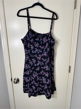 Torrid Black Dress with Pink and Purple Floral Print Plus Size 3X